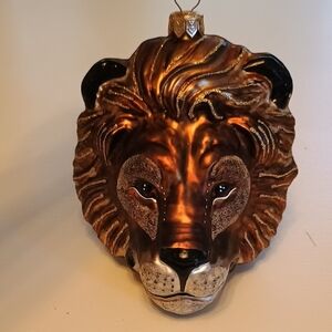 Slavic Treasures Hand Blown Glass Lion Head Ornament